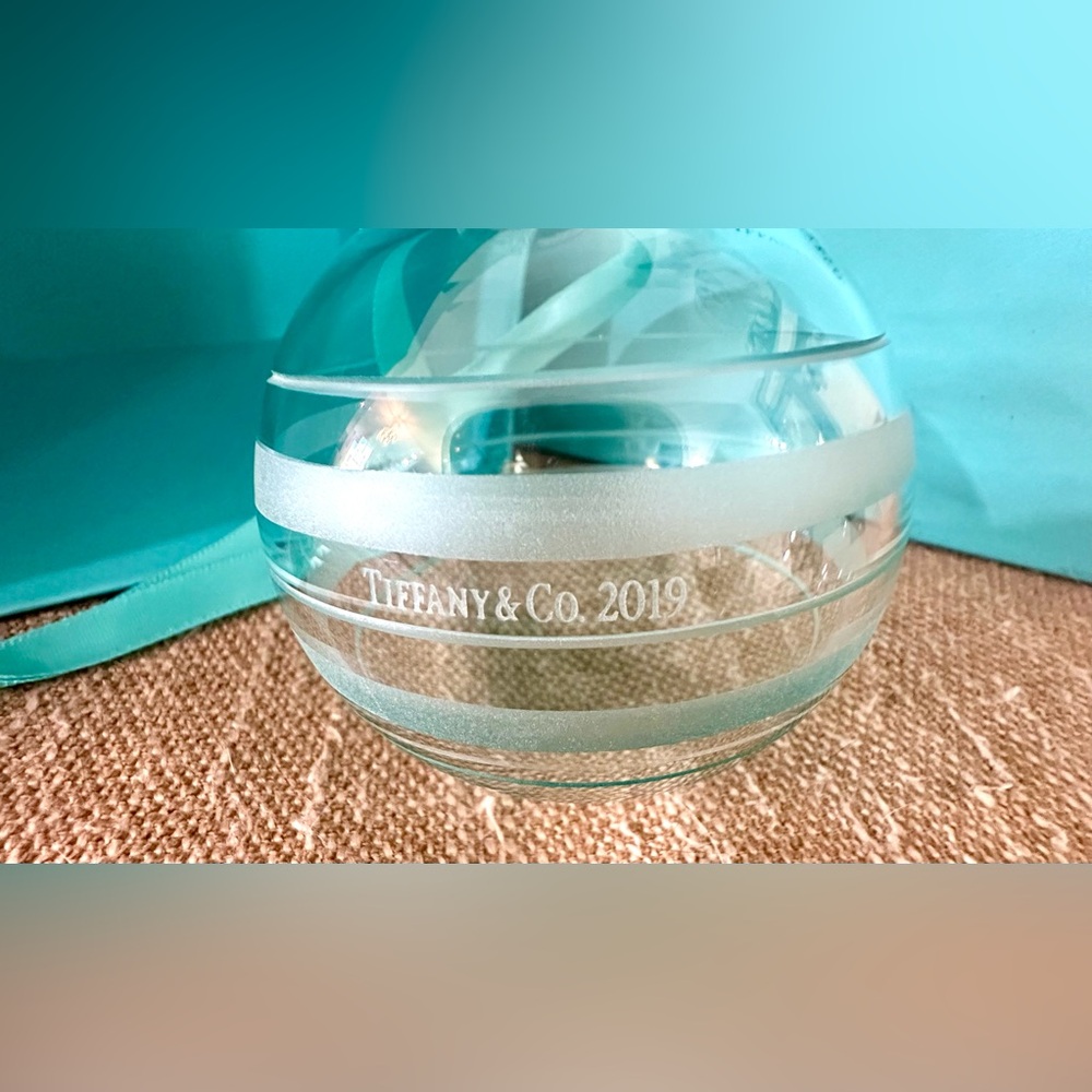 Elegant Tiffany & Co crystal glass ornament from the 2019 Holiday Collection